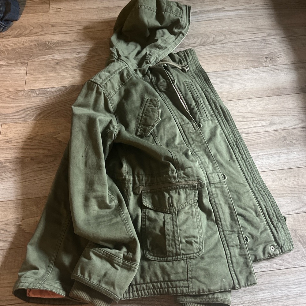 Tommy Hilfiger Olive Green Hooded Jean Jacket